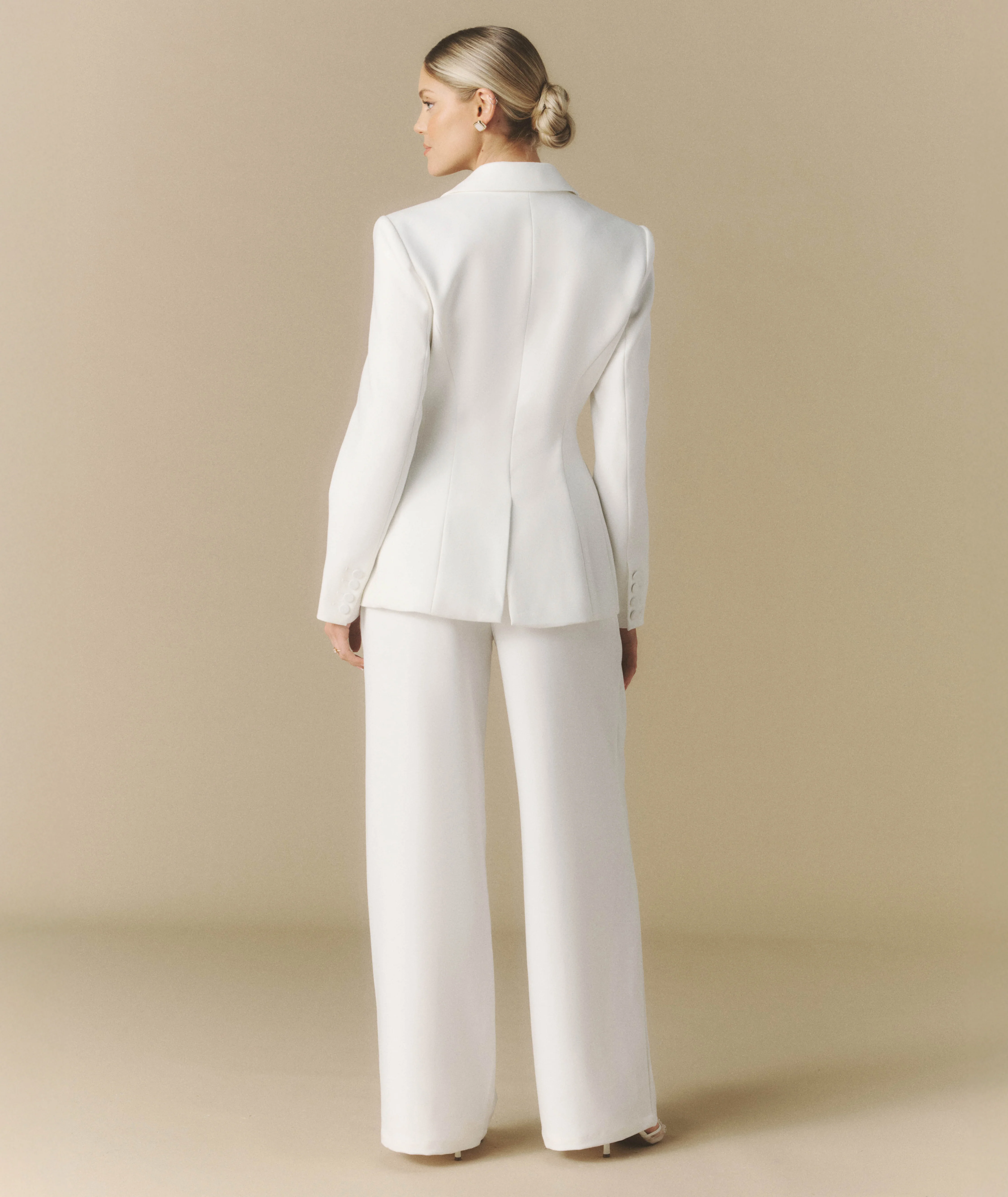 Cinched Tailored Bridal Blazer - Off White - Image 4