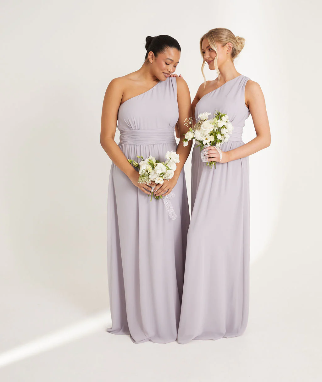 One Shoulder Chiffon Bridesmaid Dress - Dusty Lilac - Image 4