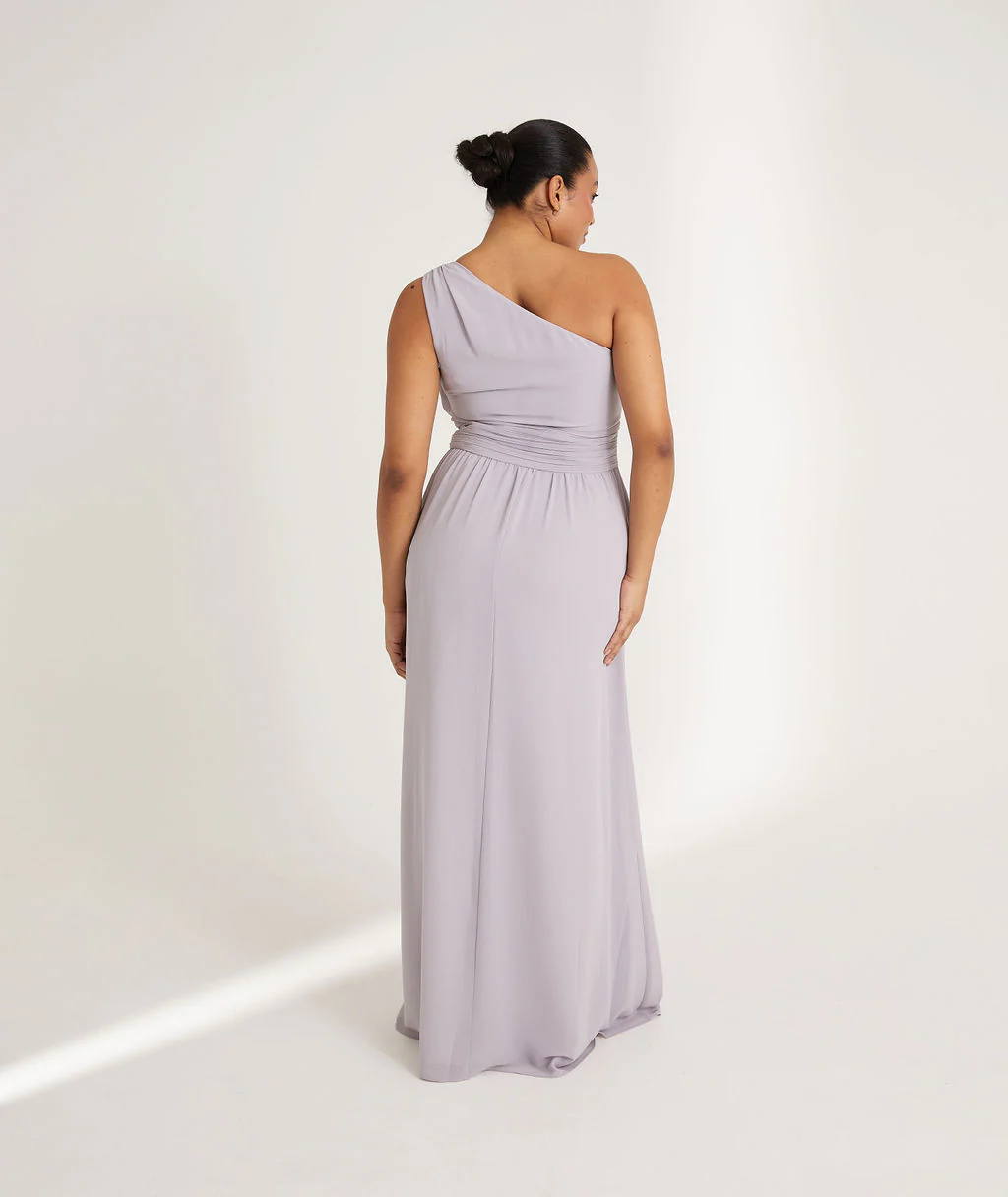 One Shoulder Chiffon Bridesmaid Dress - Dusty Lilac - Image 5