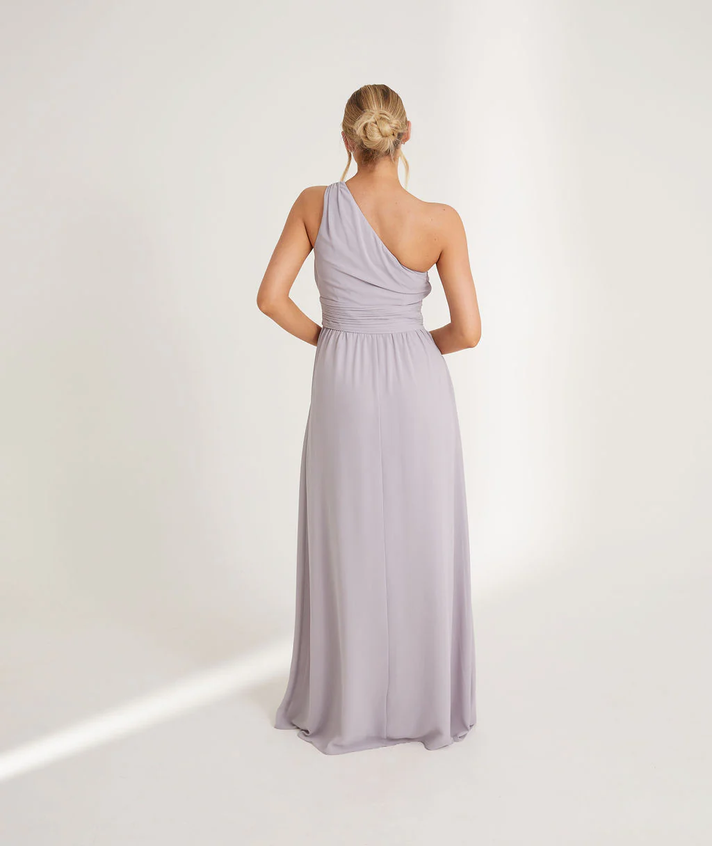 One Shoulder Chiffon Bridesmaid Dress - Dusty Lilac - Image 6