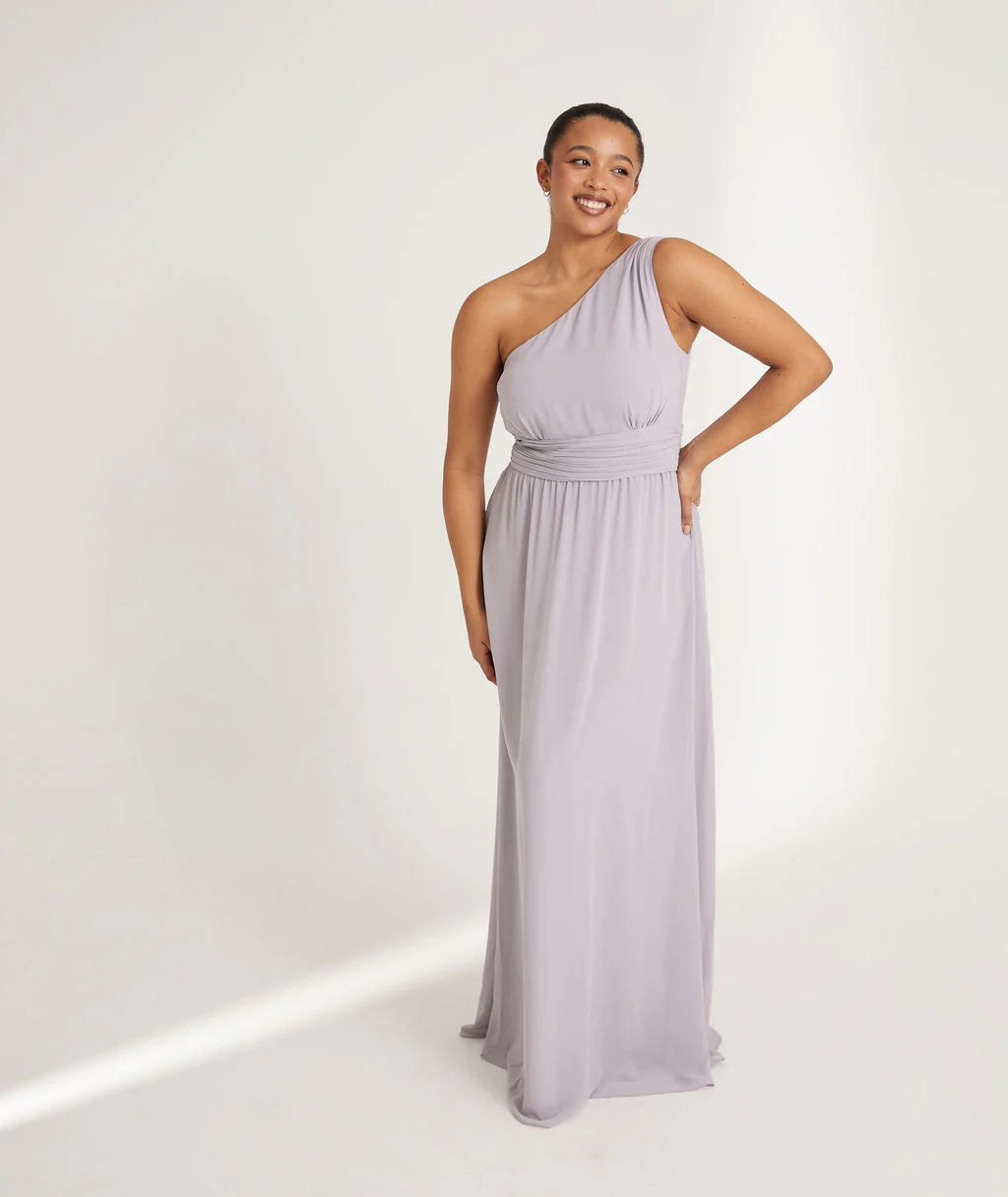 One Shoulder Chiffon Bridesmaid Dress - Dusty Lilac - Image 7