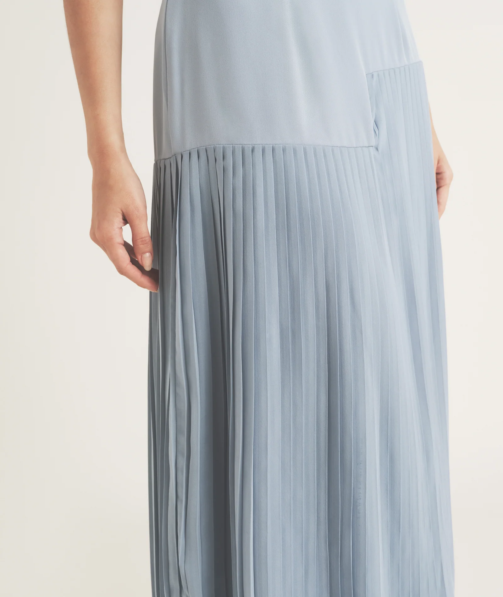 Pleated Cap Sleeve Maxi Dress - Blue - Image 3
