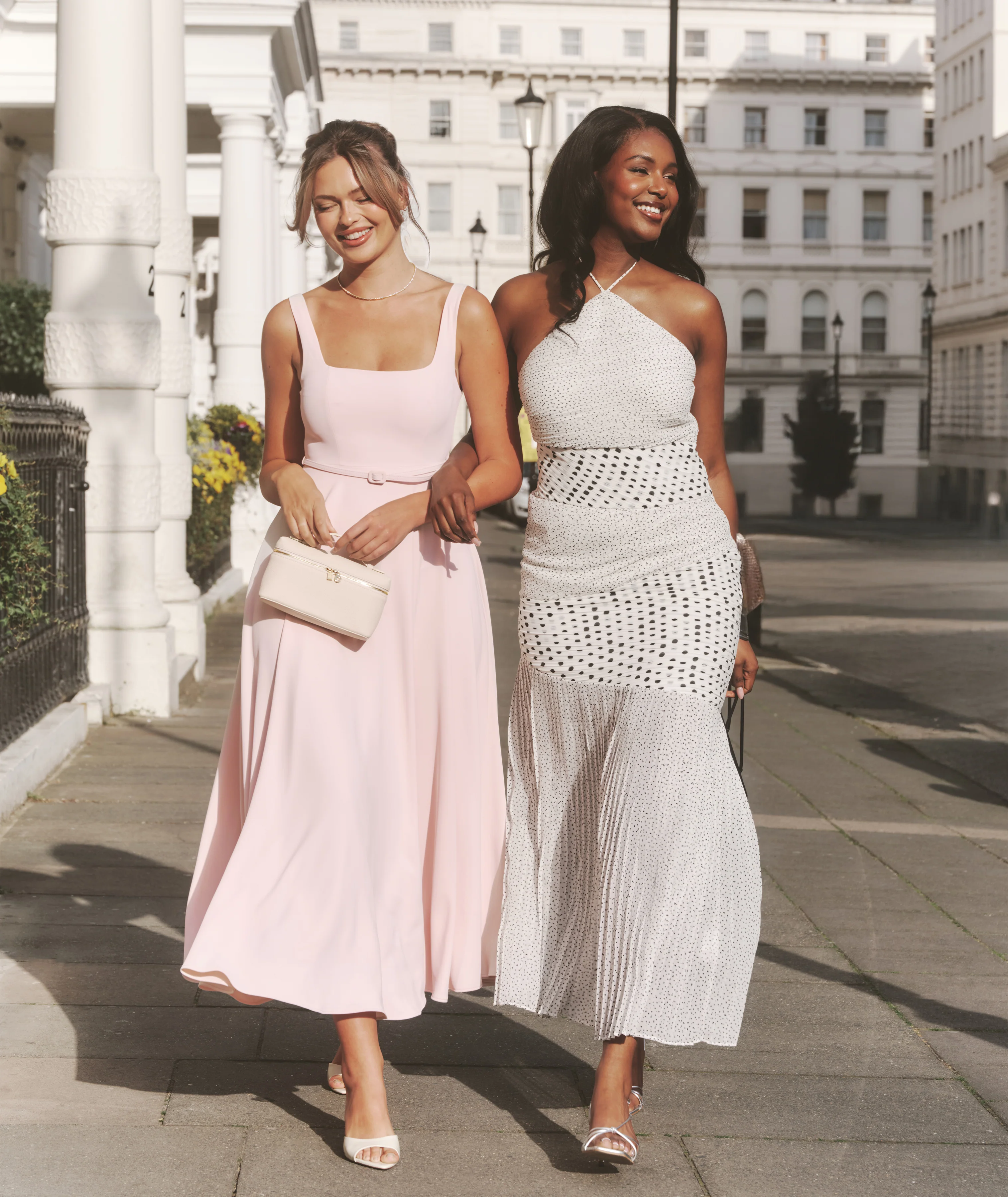 Polka Halter Neck Pleated Midaxi Dress - White - Image 7