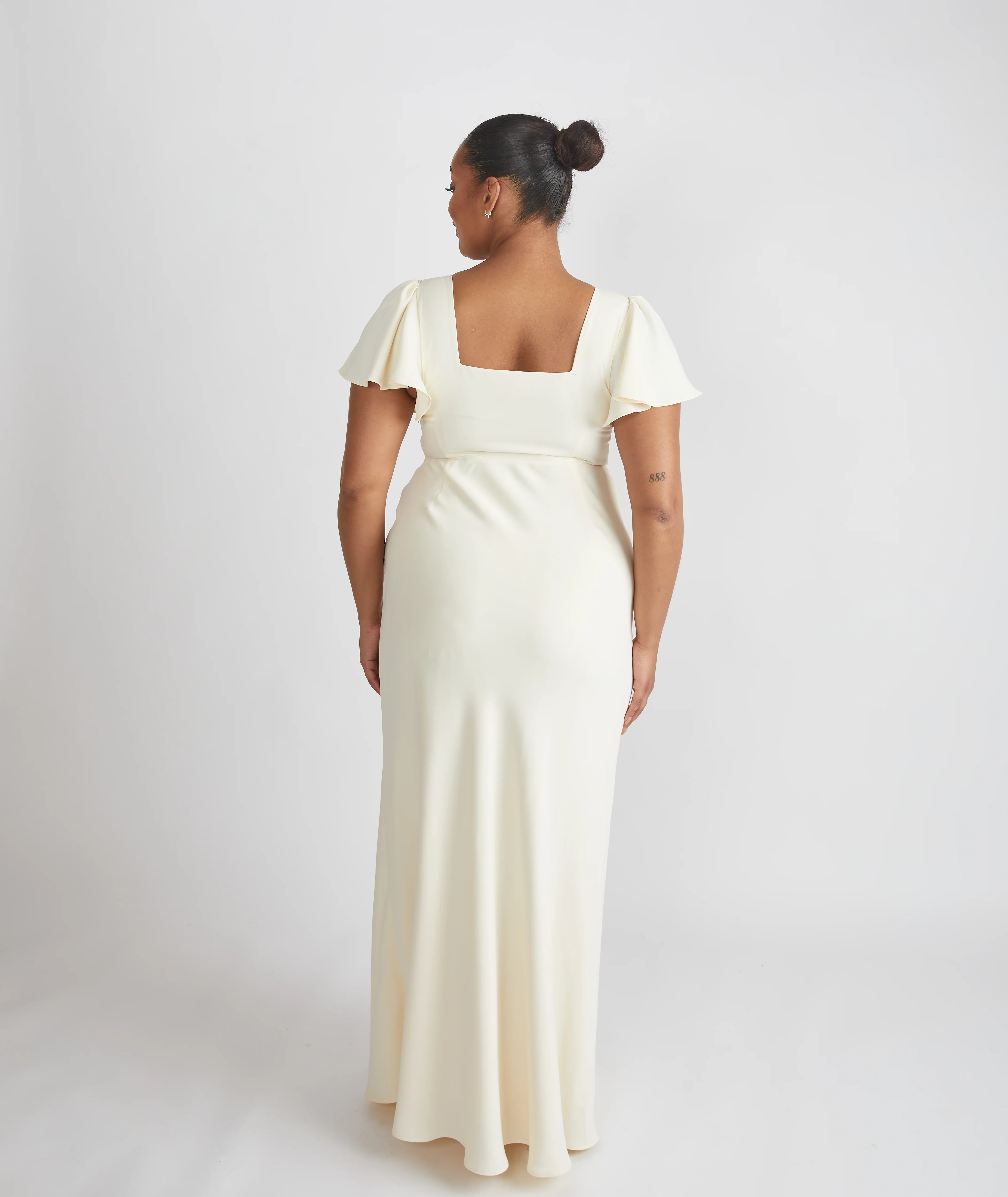 Square Neck Crepe Bridesmaid Dress - Almond - Image 6