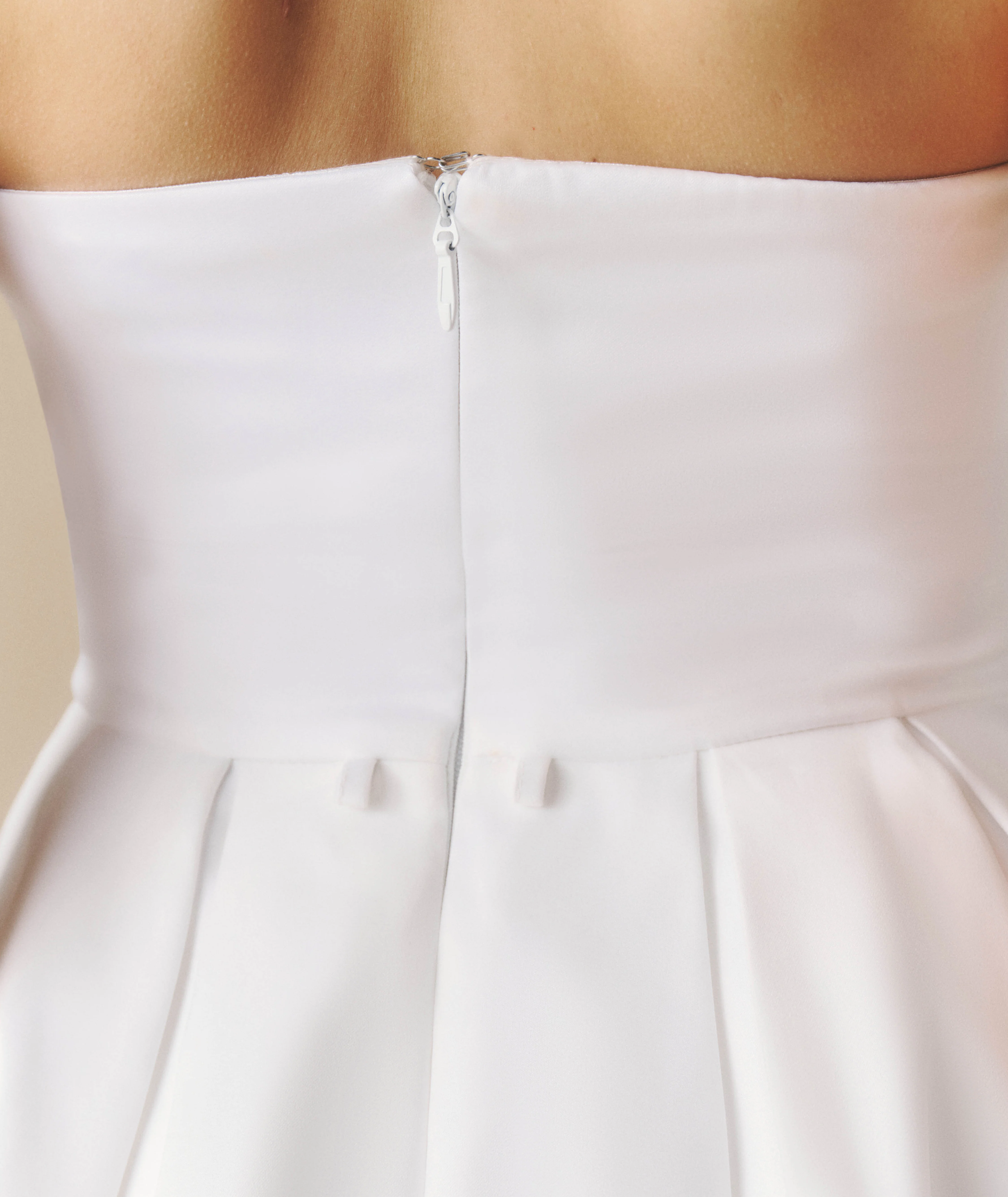 Strapless Bow Back Pleated Midi Dress - White - Image 5