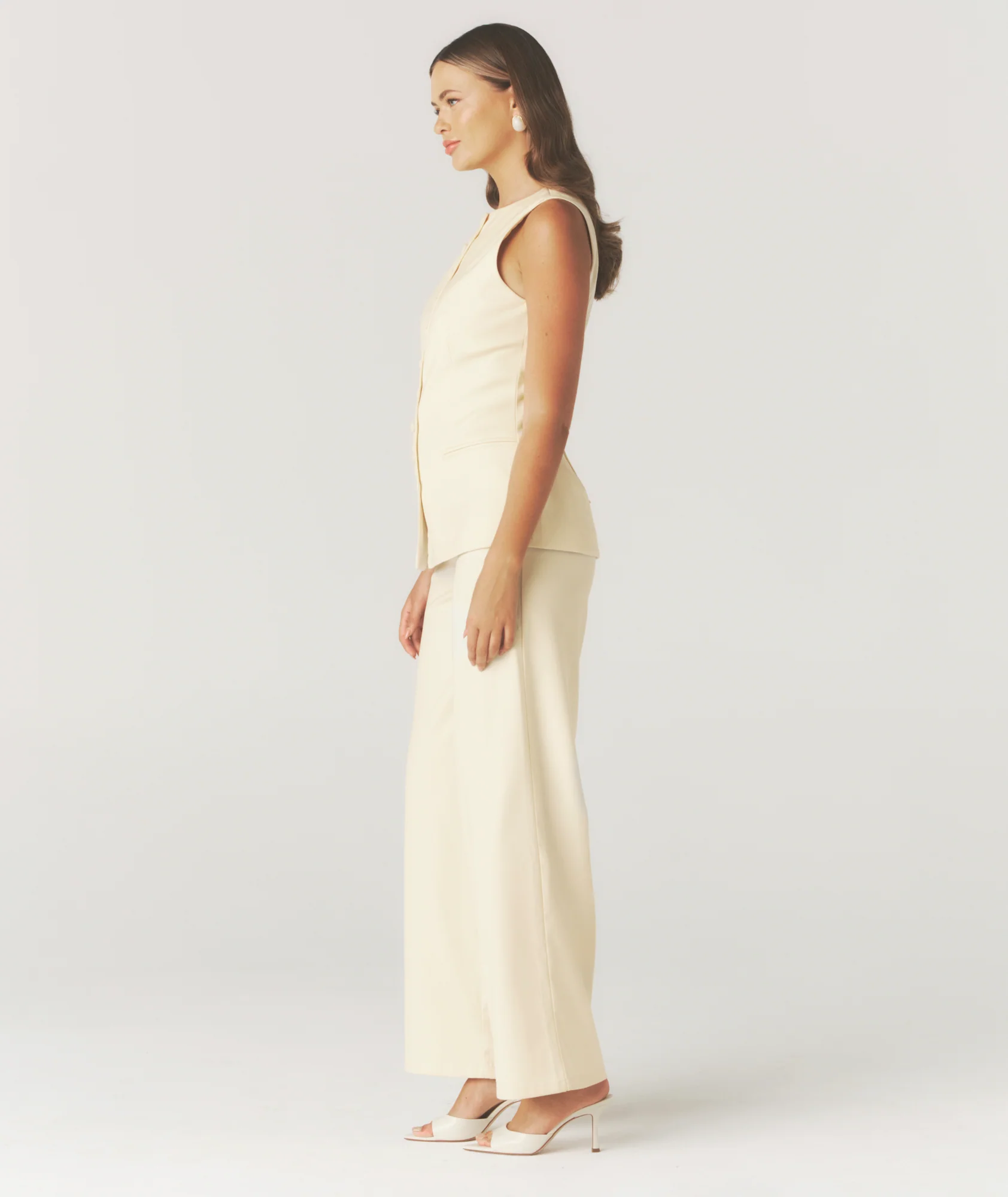 Tailored Wide Leg Pants - Lemon - Image 3