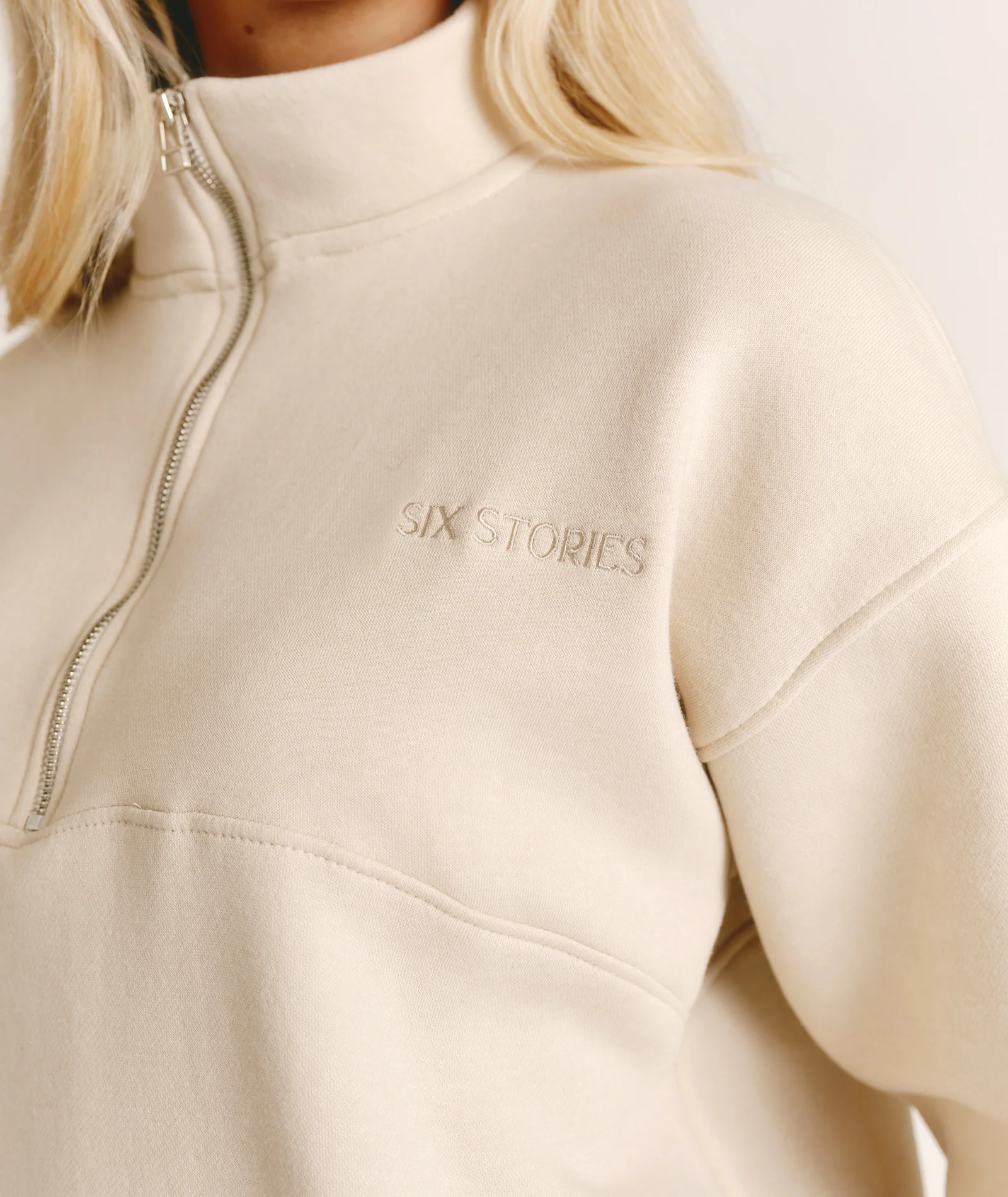 Wifey Quarter Zip Sweatshirt - Champagne - Image 3